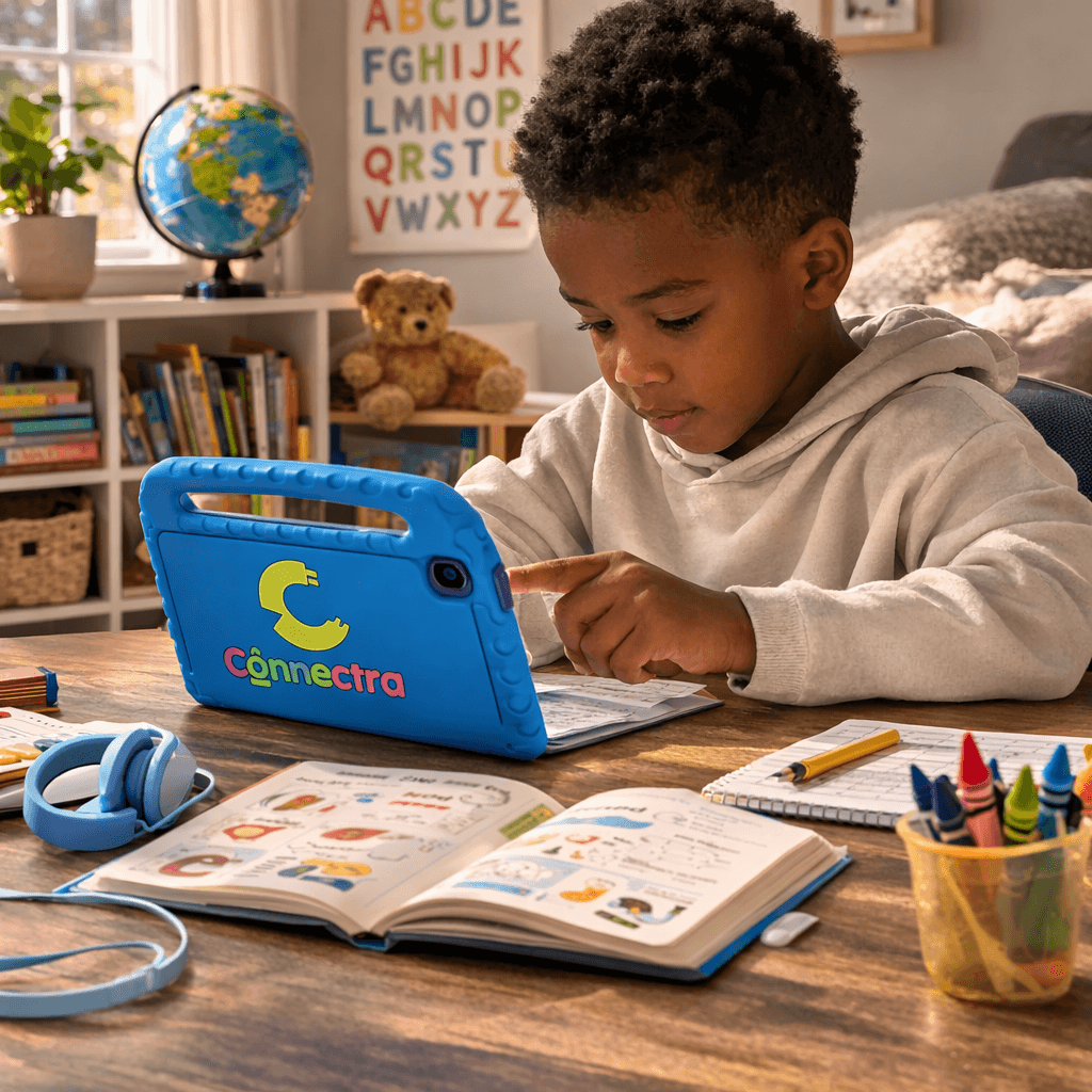 Happy homeschool family using Connectra